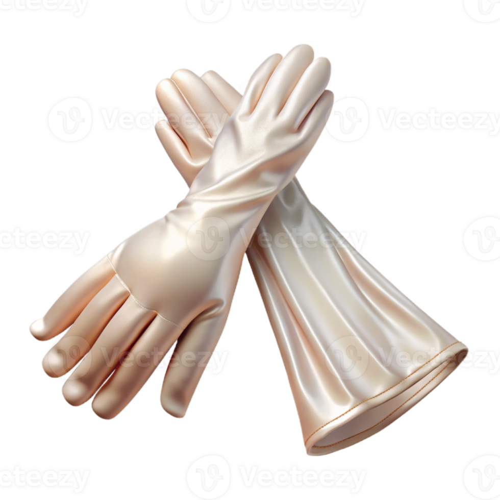extraordinary creative Bridal Gloves Long Satin Ivory Color Transparent Background authentic png