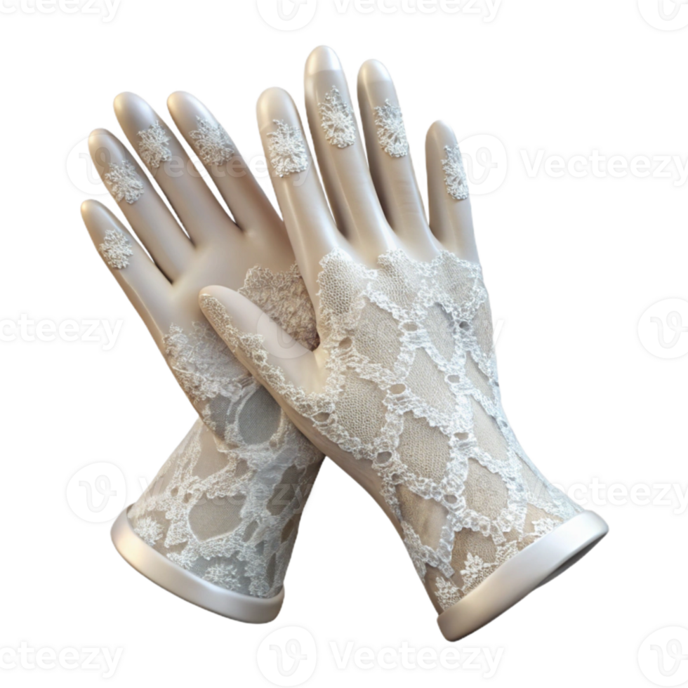stunning minimalist Bridal Gloves White Lace Delicate Design Transparent Background authentic png
