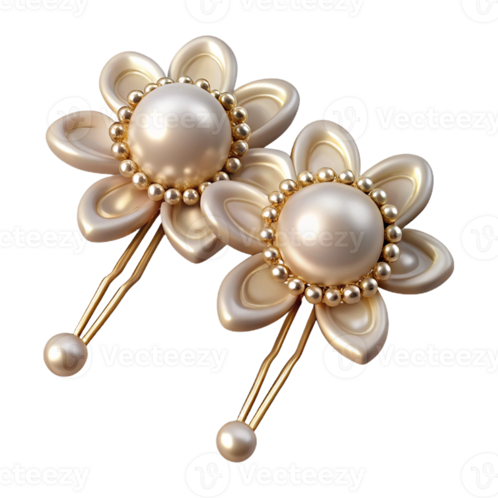 elegant minimalist Bridal Hairpins Pearl Crystal Design Transparent Background authentic png