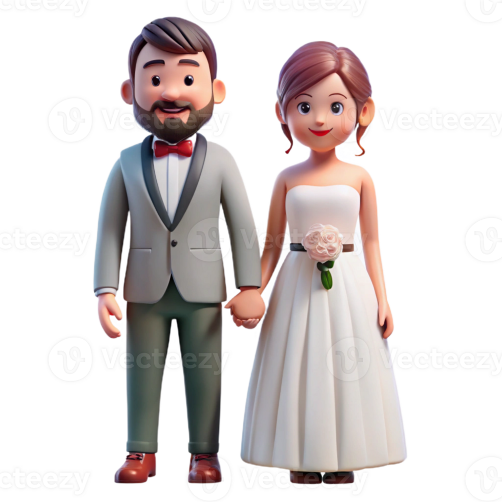 serene rustic Bride and Groom Holding Hands Isolated 4K png