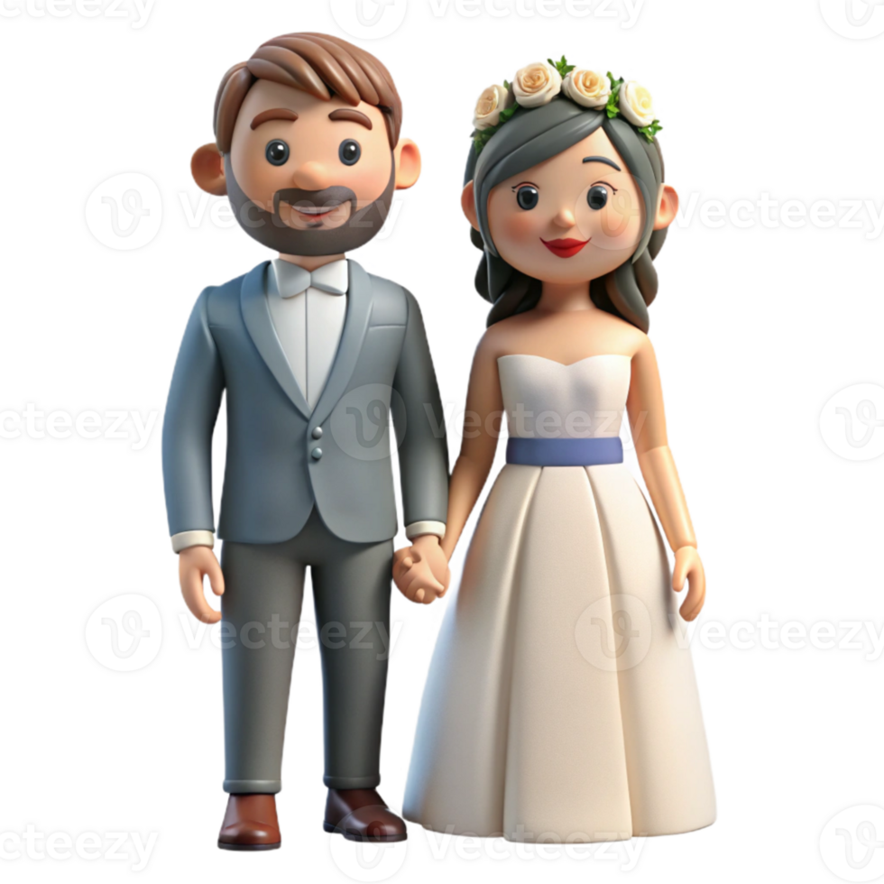 vibrant minimalist Bride and Groom Holding Hands Isolated genuine png
