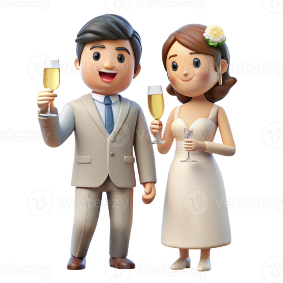dramatic traditional Bride and Groom Toasting Champagne Flutes Cutout genuine png