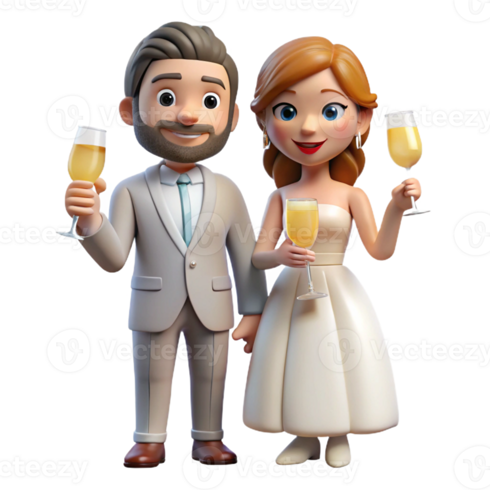 serene creative Bride and Groom Toasting Champagne Flutes Cutout original png