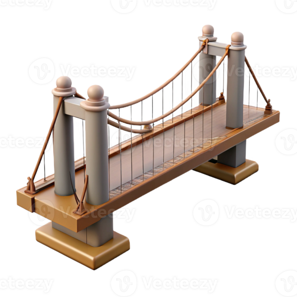 dramatic classic Bridge Suspension Bridge Side View Transparent Background Cutout high resolution png