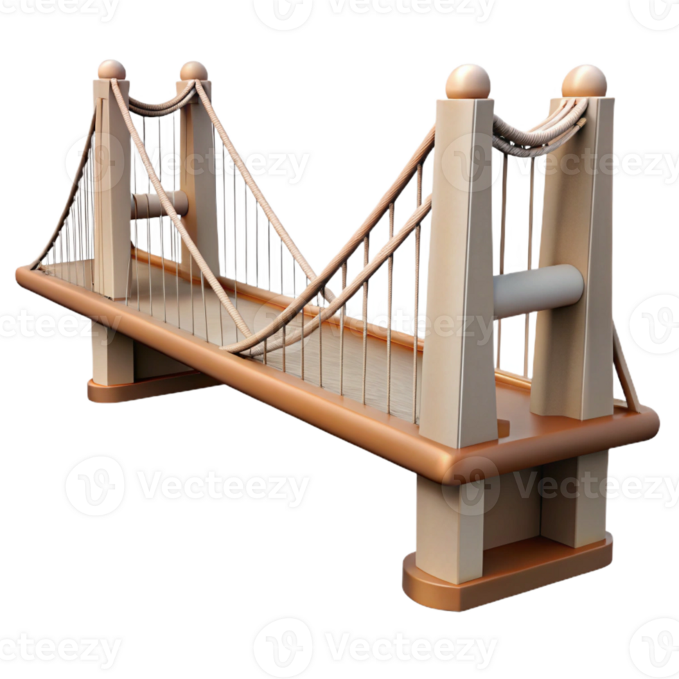 dramatic vintage Bridge Suspension Bridge Side View Transparent Background Cutout 4K png