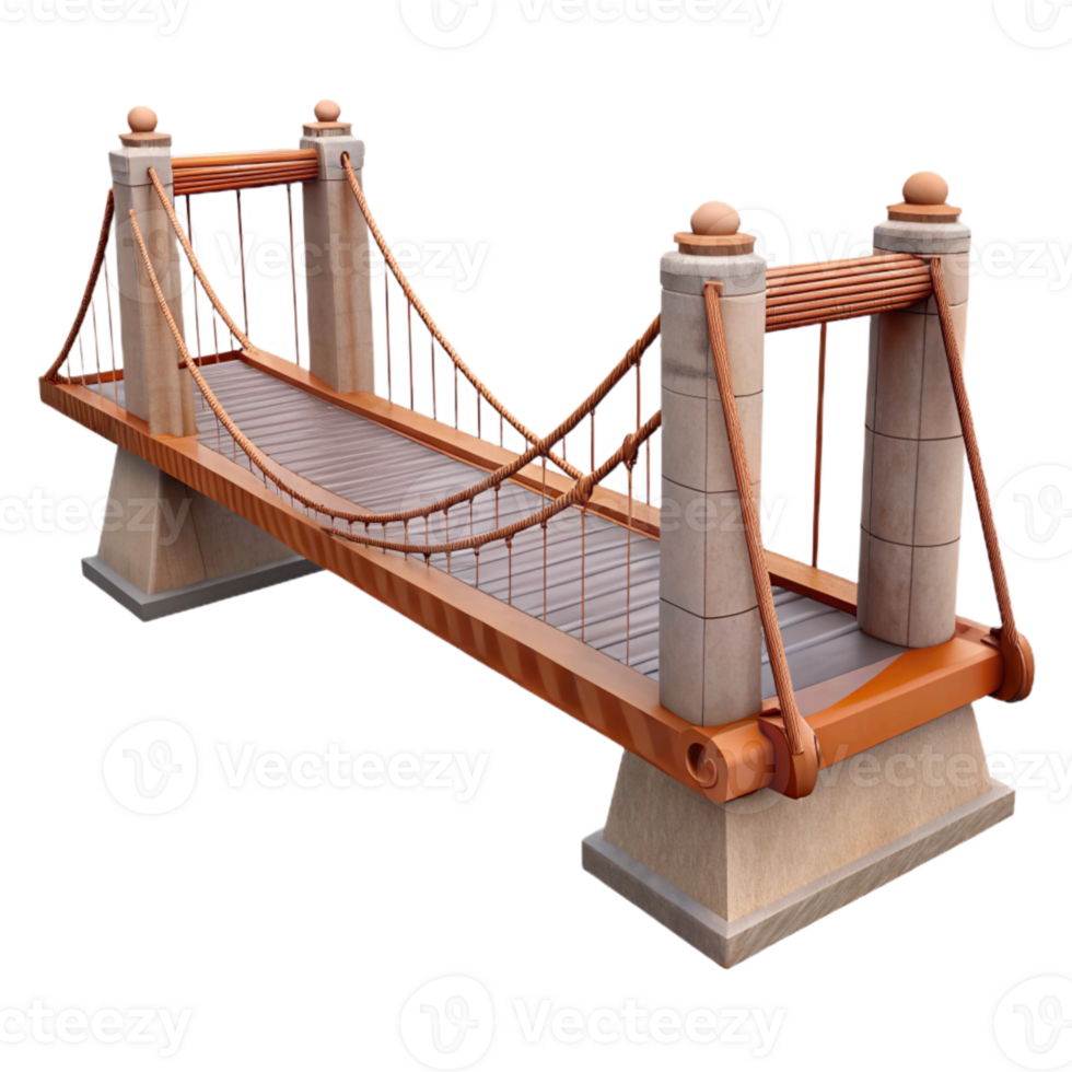 dramatic minimalist Bridge Suspension Bridge Side View Transparent Background Cutout exclusive png