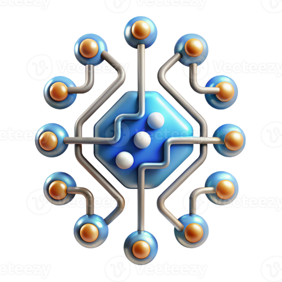 serene modern Bright Circuitry Lines Connecting Nodes Isolated Element professional png