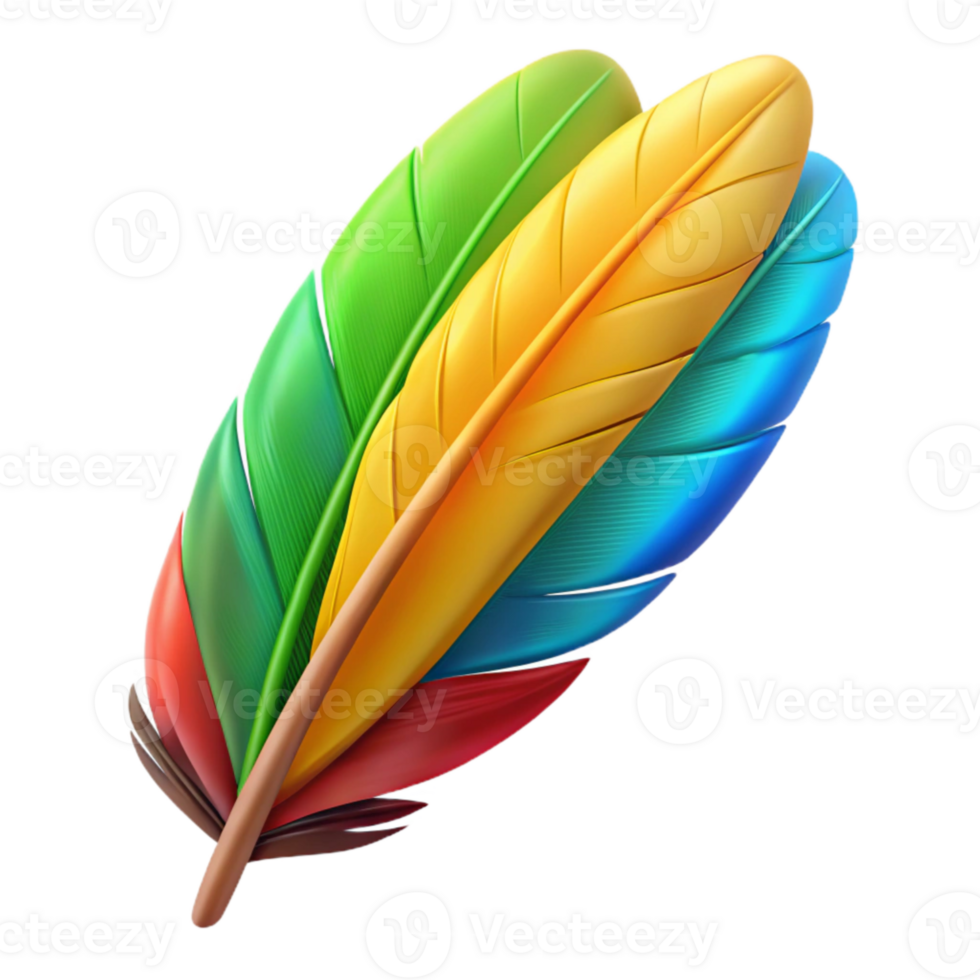 beautiful minimalist Brightly Colored Parrot Feathers Cutout Element exclusive png