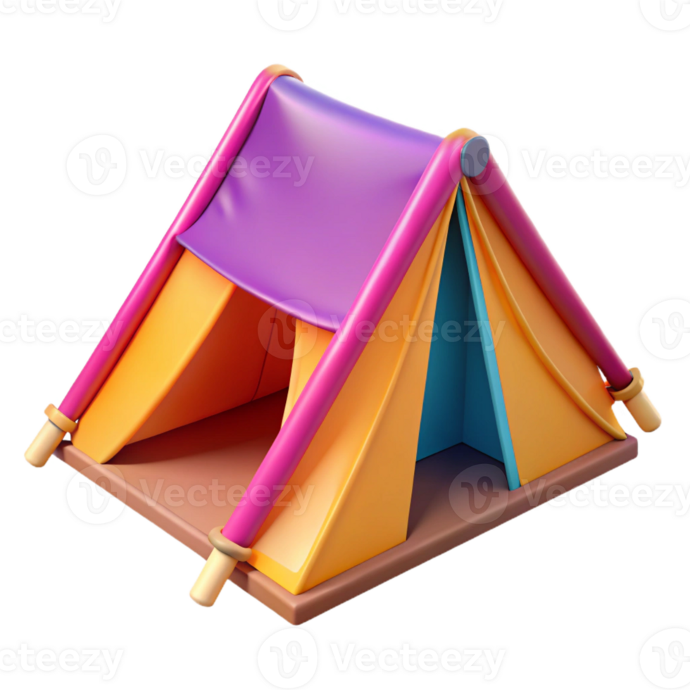 wonderful traditional Brightly Colored Tent with Open Flap Cutout original png