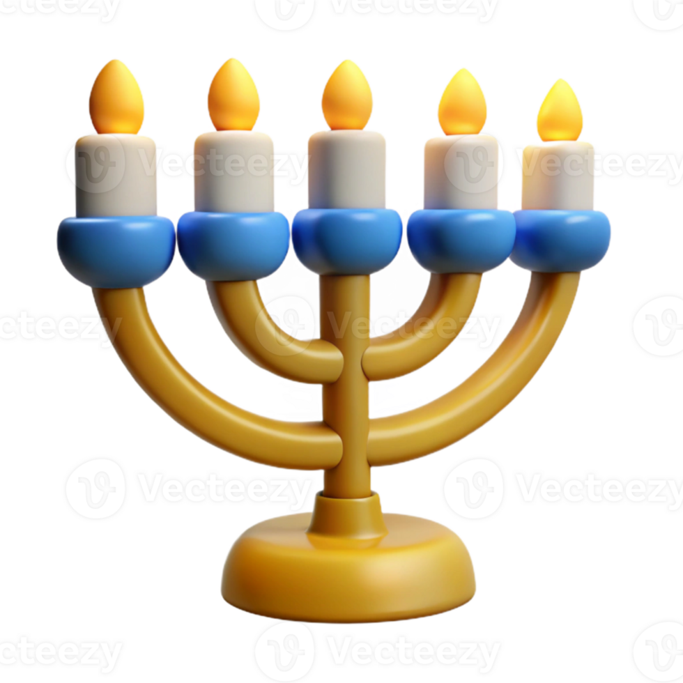 vibrant vintage Brightly Lit Menorah Transparent Background detailed png