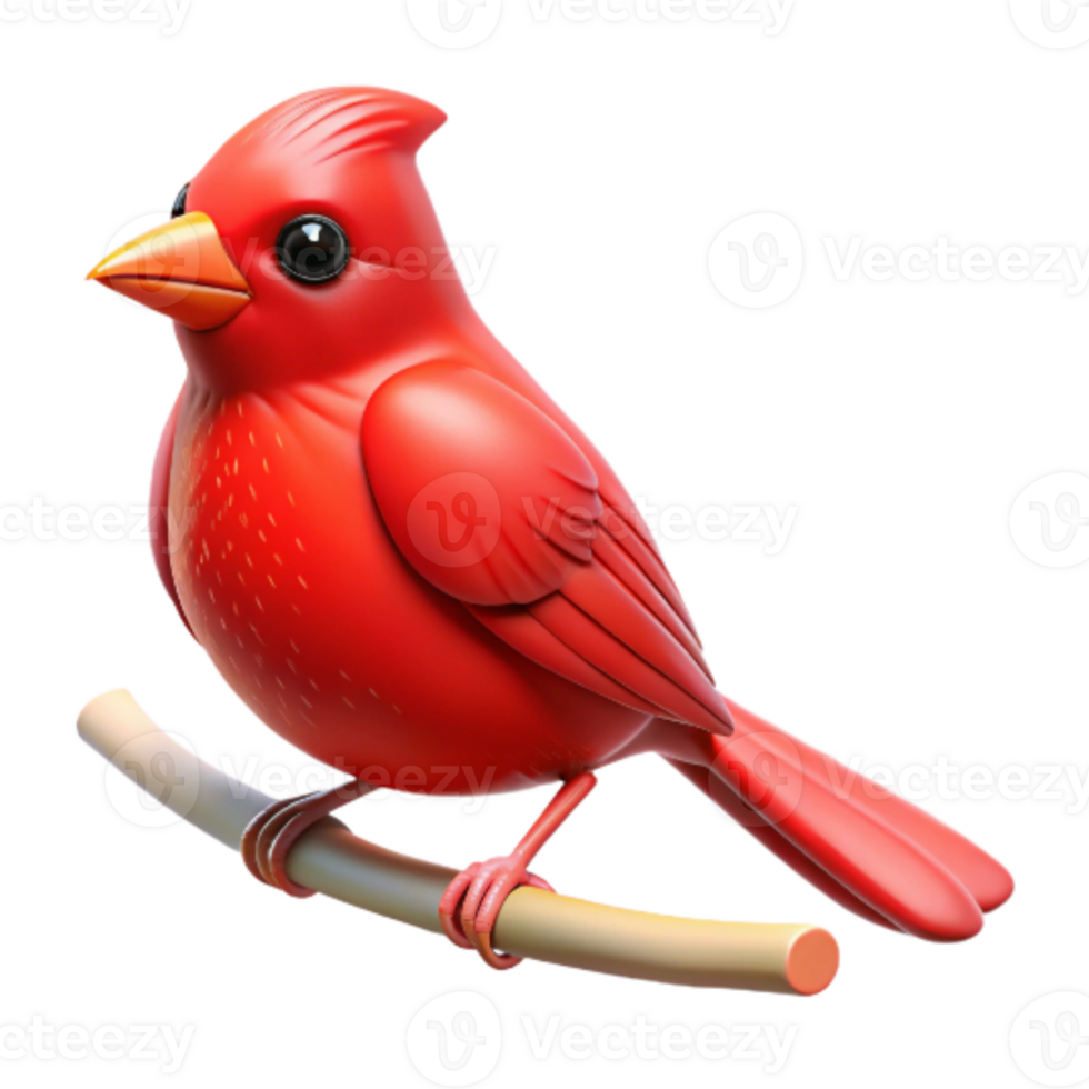 stunning traditional Bright Red Bird on Branch Transparent Background high quality png