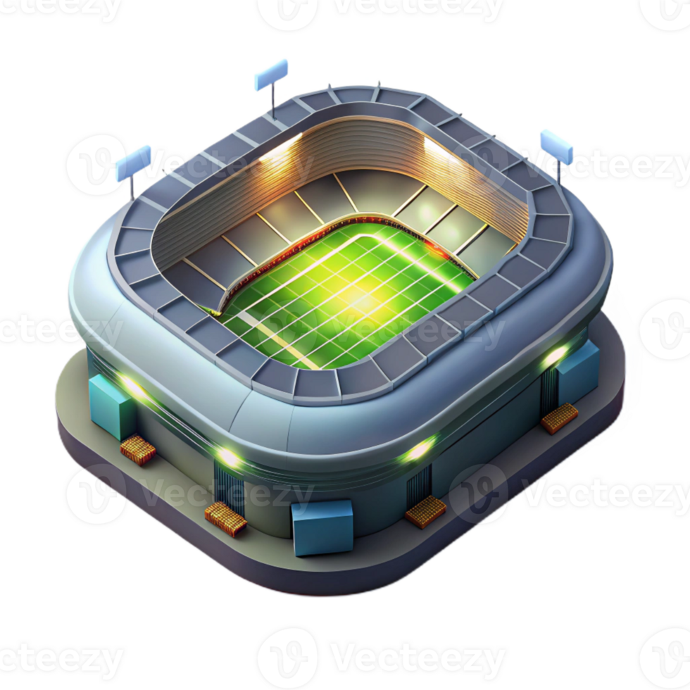 serene contemporary Brightly Lit Stadium at Night Aerial View Transparent Background 4K png