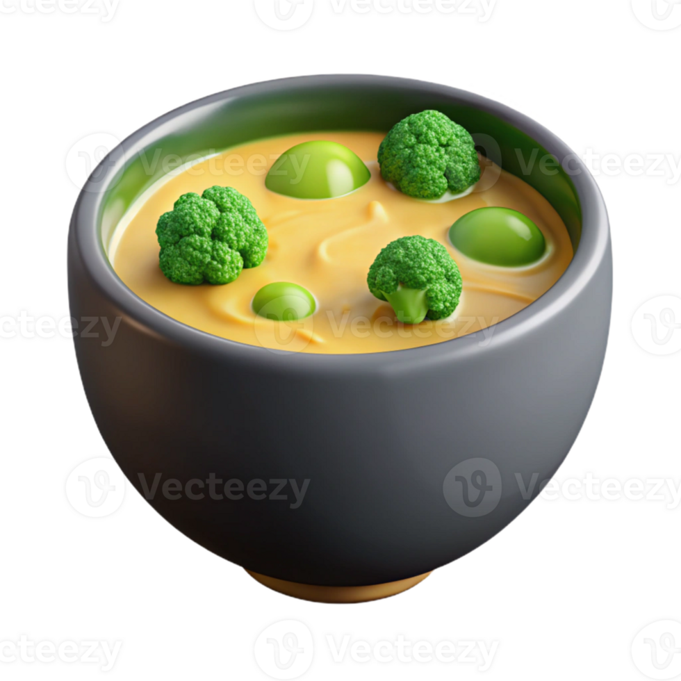 magnificent classic Broccoli Cheddar Soup Bowl Isolated premium png