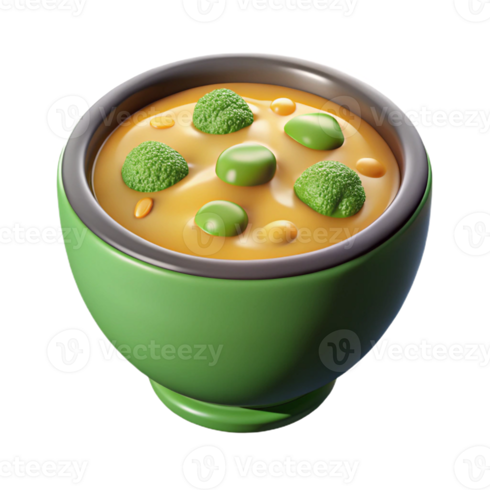 dramatic vintage Broccoli Cheddar Soup Bowl Isolated exclusive png