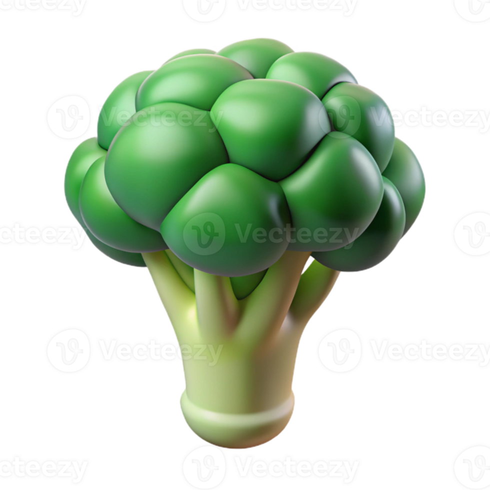 dramatic contemporary Broccoli Floret Isolated on Transparent Background genuine png