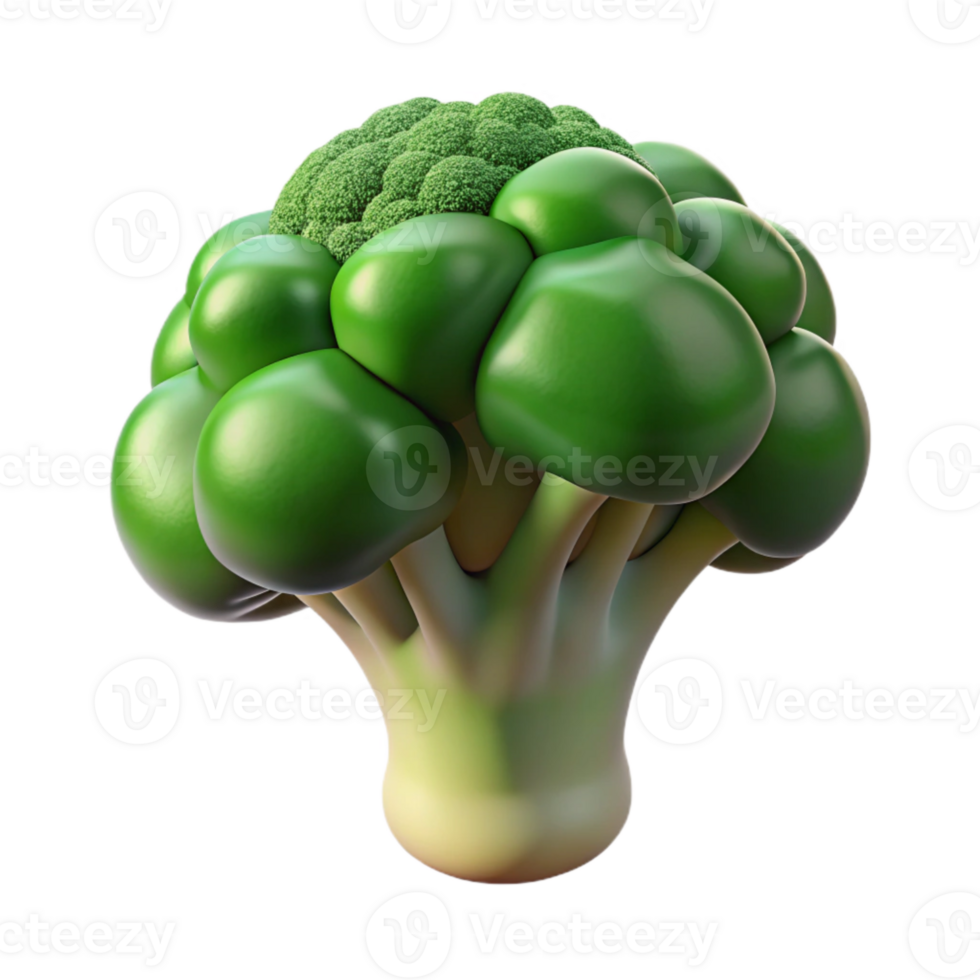 beautiful vintage Broccoli Head Top View Transparent Background 4K png