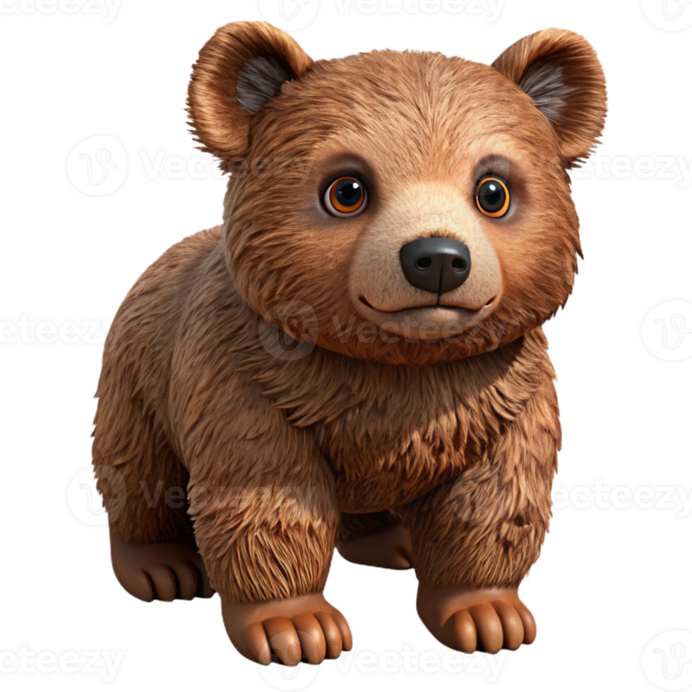 serene rustic Brown Bear Cub Cutout Isolated with Soft Fur Detail detailed png