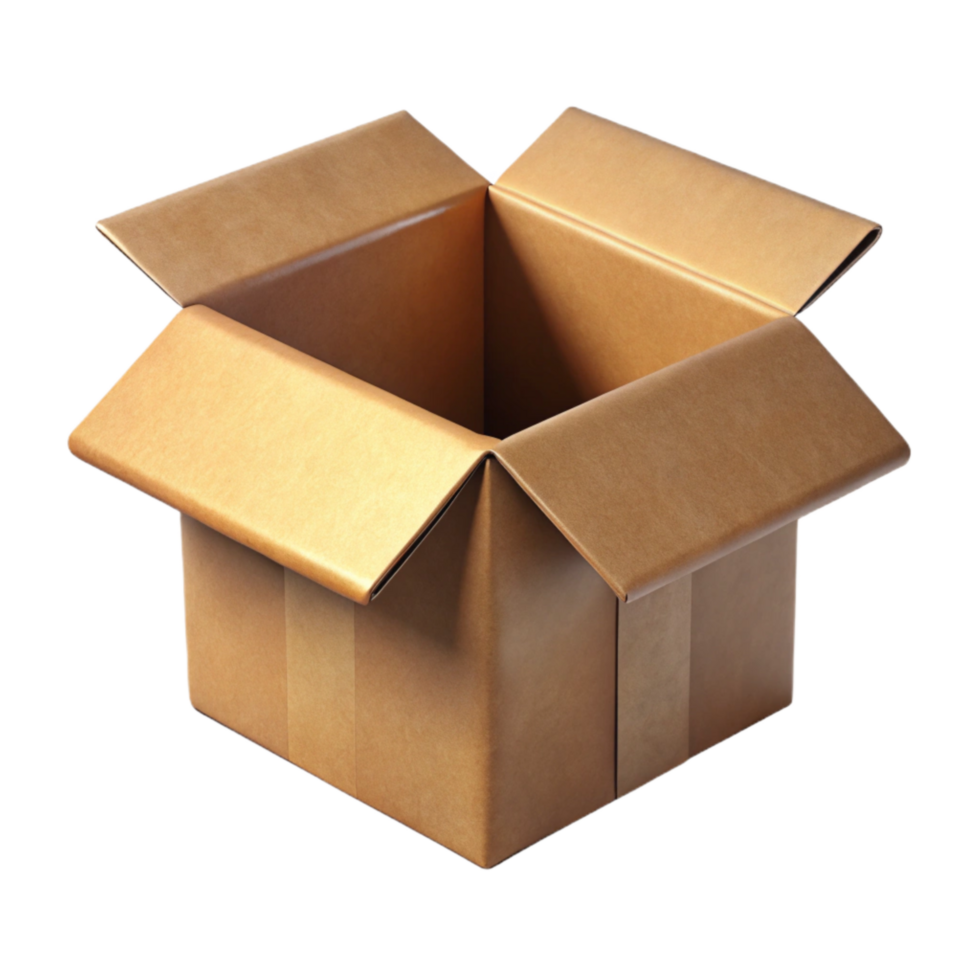 stunning rustic Brown Cardboard Box Open Isolated detailed png