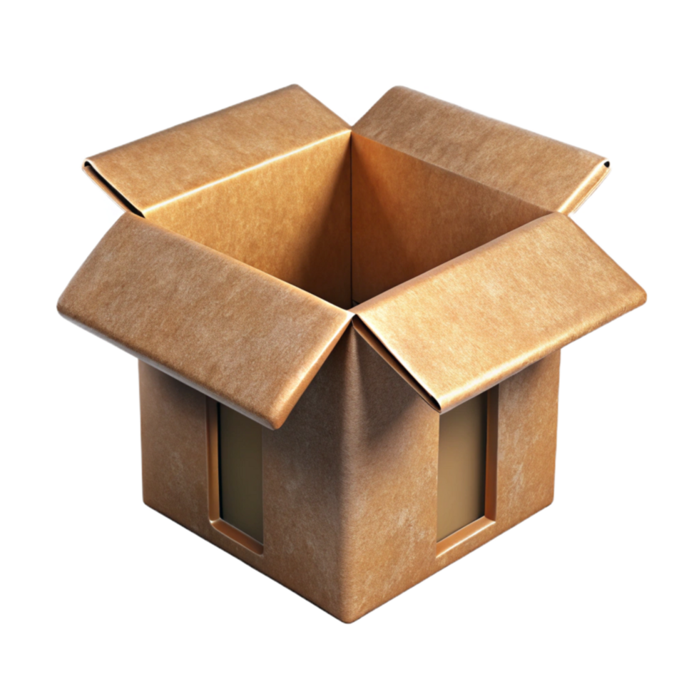 beautiful abstract Brown Cardboard Box Open Isolated exclusive png