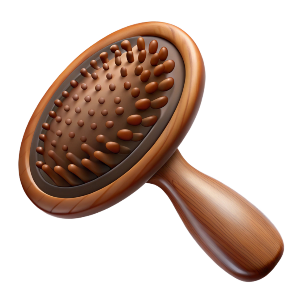 serene rustic Brown Hairbrush with Wooden Handle Cutout Image genuine png