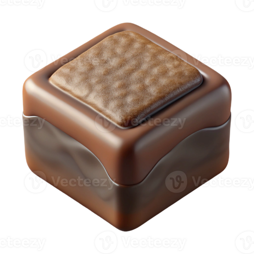 elegant traditional Brownie Frosted Square Isolated 4K png