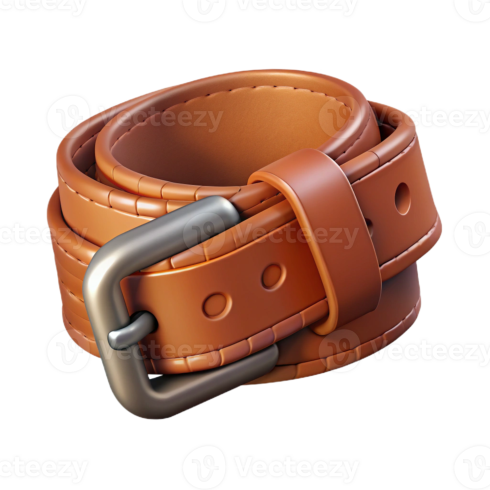extraordinary classic Brown Leather Belt with Buckle Transparent Background genuine png