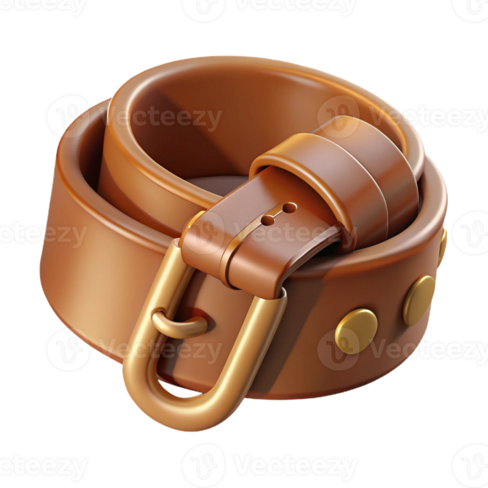 serene artistic Brown Leather Belt with Buckle Transparent Background professional png