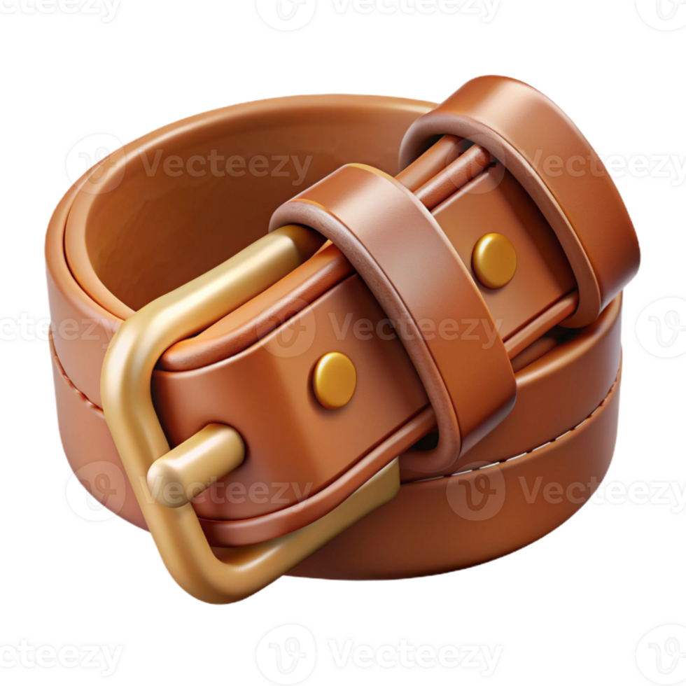 magnificent classic Brown Leather Belt with Buckle Transparent Background exclusive png