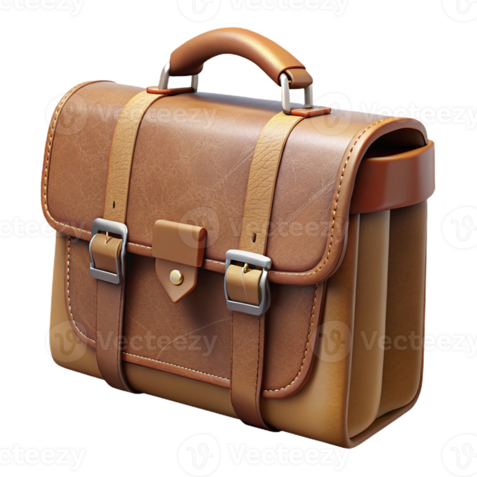 extraordinary vintage Brown Leather Briefcase Top View Isolated Element exclusive png