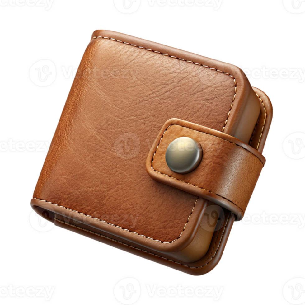 serene contemporary Brown Leather Wallet Top View Isolated Element high quality png