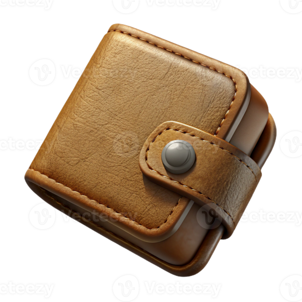 dramatic abstract Brown Leather Wallet Top View Isolated Element professional png