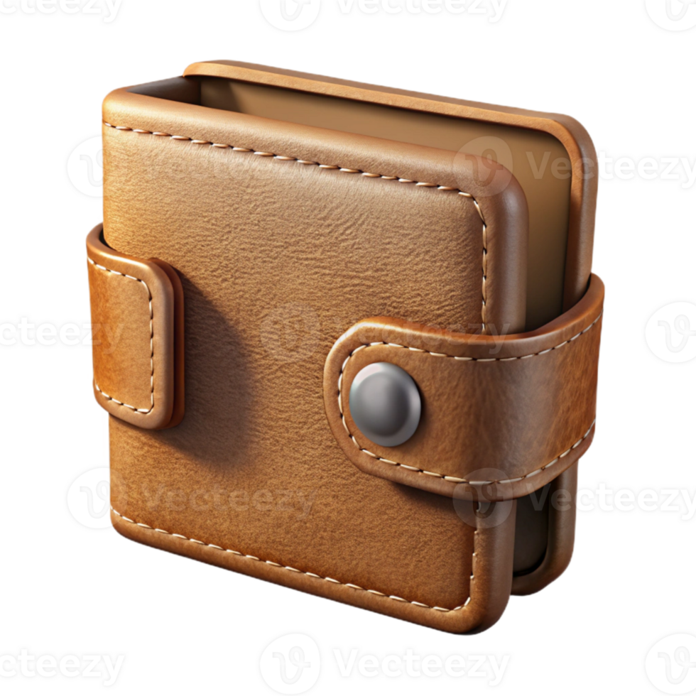 extraordinary artistic Brown Leather Wallet Front View Transparent Background authentic png
