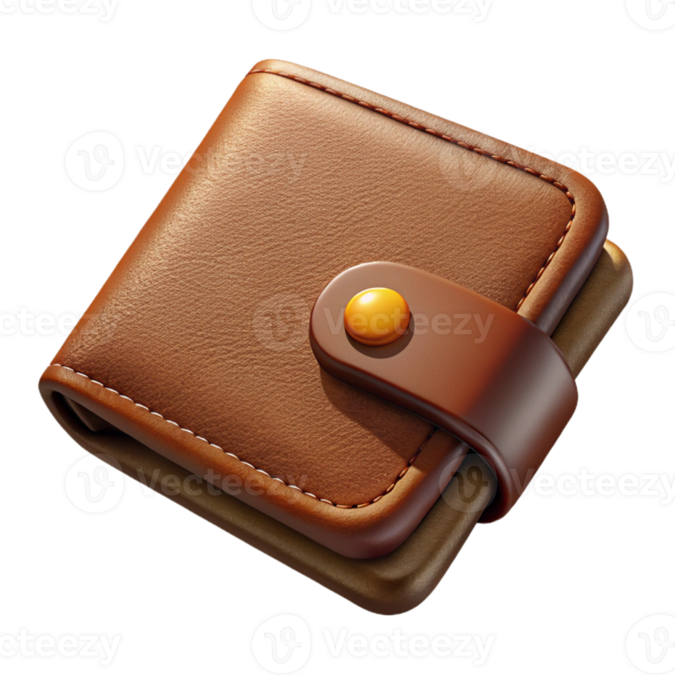 extraordinary traditional Brown Leather Wallet Top View Isolated Element authentic png