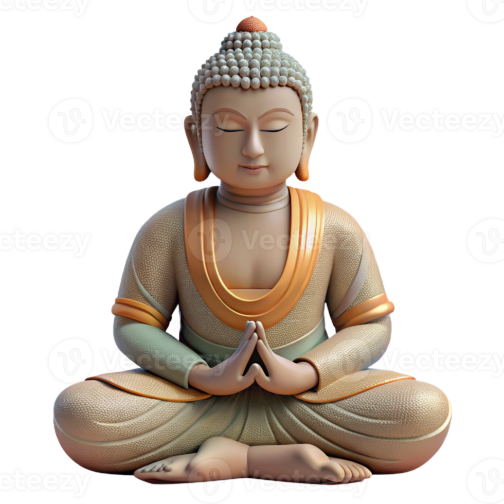 elegant traditional Buddha Statue Meditating Pose Transparent Background exclusive png