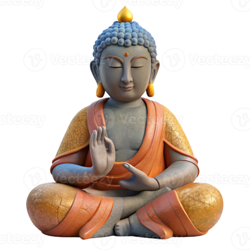 vibrant abstract Buddha Statue Meditating Pose Transparent Background 4K png