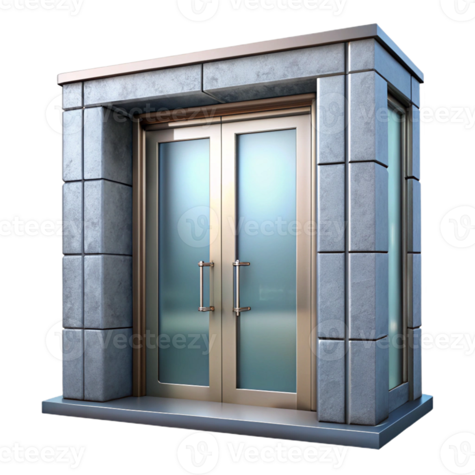 beautiful contemporary Building Entrance Glass Doors Cutout Element professional png