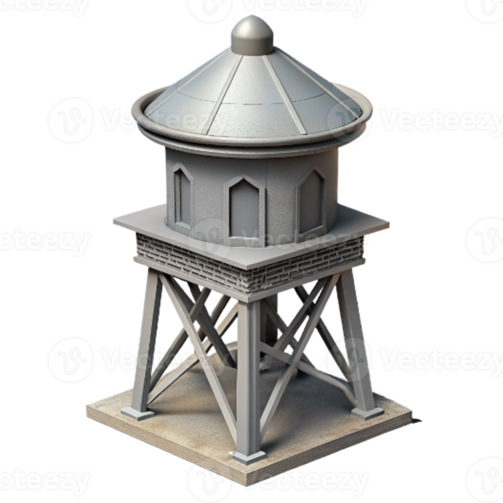 magnificent traditional Building Rooftop Water Tower Silhouette Cutout Element authentic png