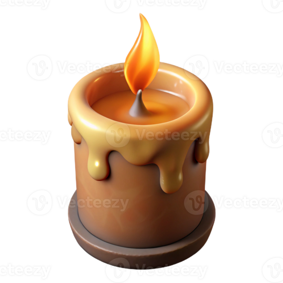 dramatic modern Burning Candle Front View Isolated professional png