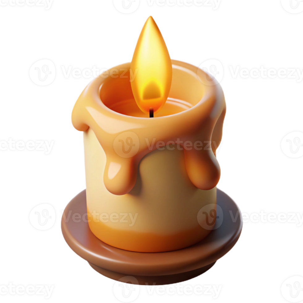 dramatic rustic Burning Candle Cutout with Warm Glow 4K png