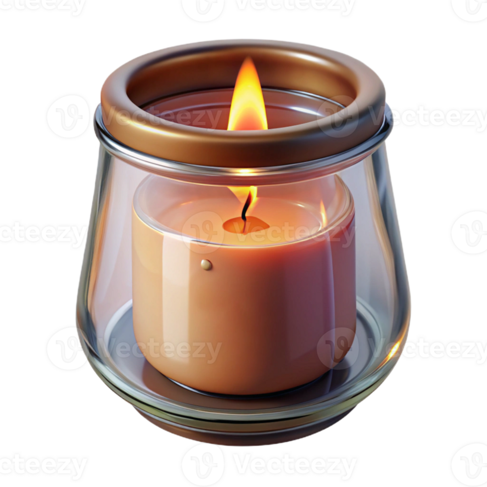 impressive minimalist Burning Candle in Glass Jar Transparent Background high quality png
