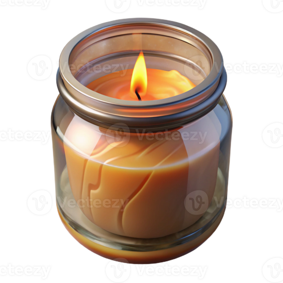 stunning minimalist Burning Candle in Glass Jar Transparent Background original png