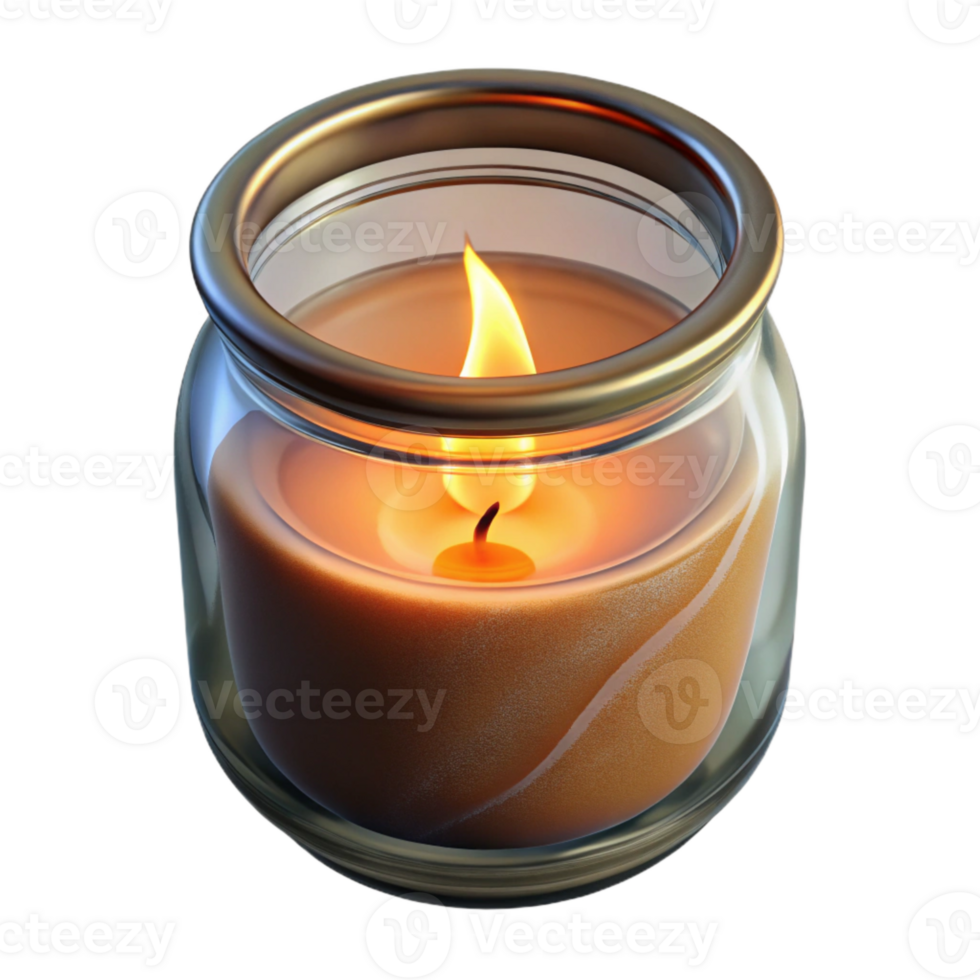 serene modern Burning Candle in Glass Jar Transparent Background high resolution png