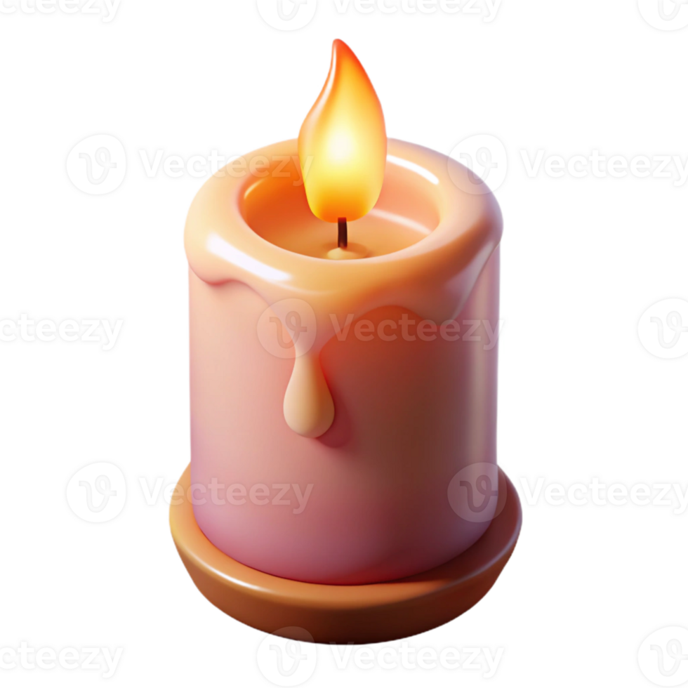 dramatic modern Burning Candle Soft Glow Transparent Background Cutout authentic png