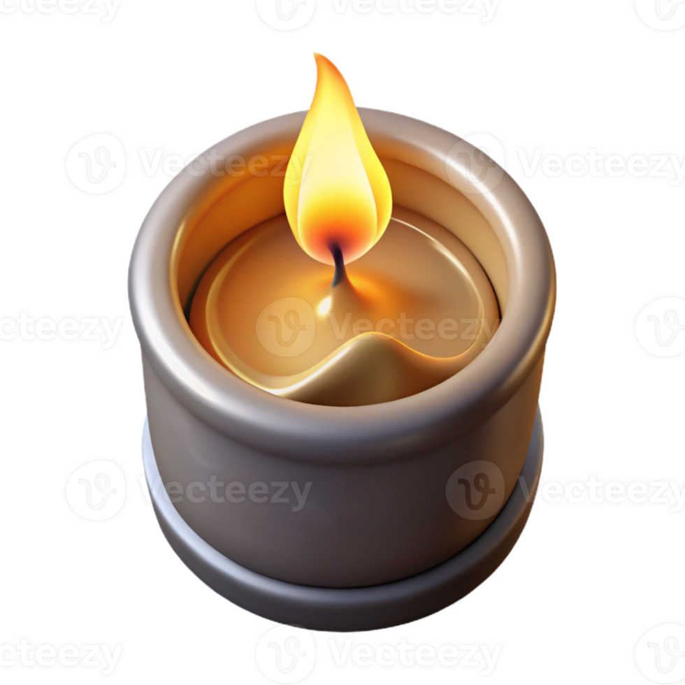 elegant artistic Burning Candle Top View Transparent Background professional png