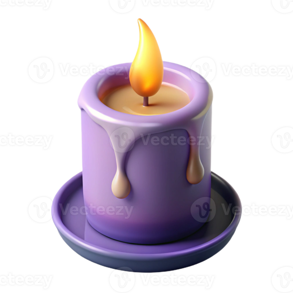 elegant vintage Burning Candle with Lavender Scent Transparent Background premium png