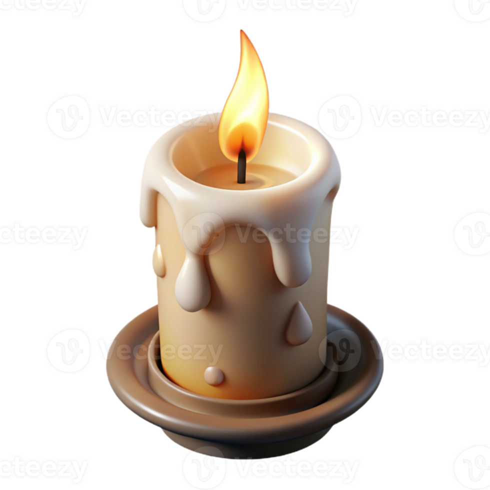 wonderful rustic Burning Candle with Long Wick Cutout Transparent Background exclusive png