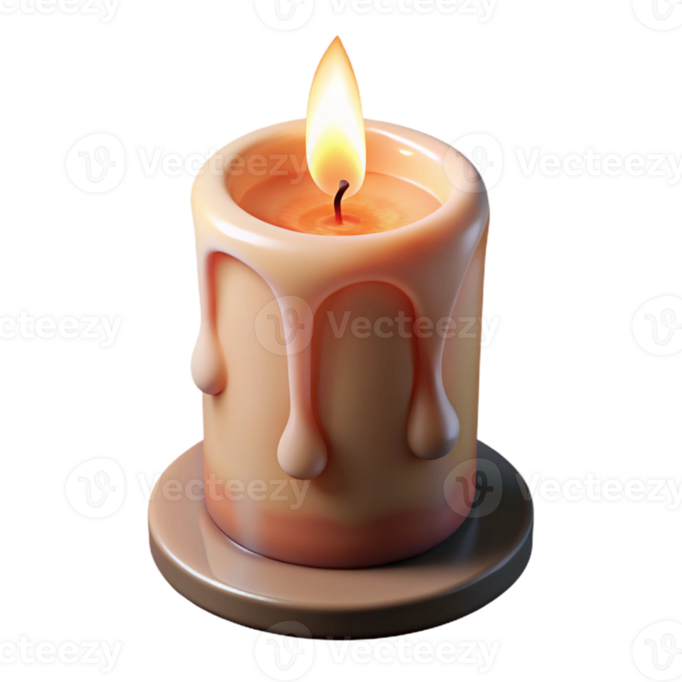 vibrant classic Burning Candle with Long Wick Cutout Transparent Background premium png
