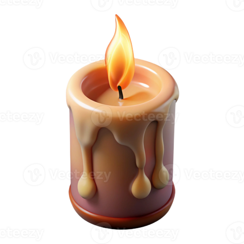 stunning rustic Burning Candle with Long Wick Cutout Transparent Background 4K png