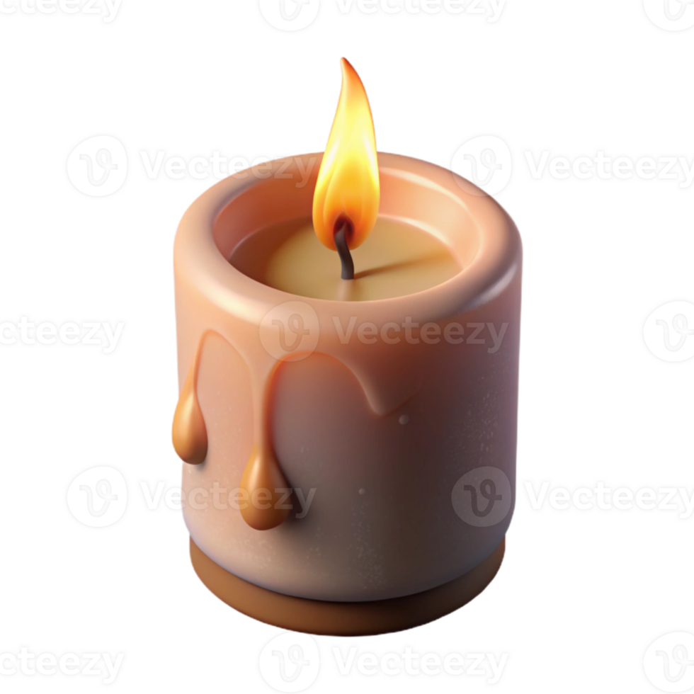 serene creative Burning Candle with Long Wick Cutout Transparent Background premium png