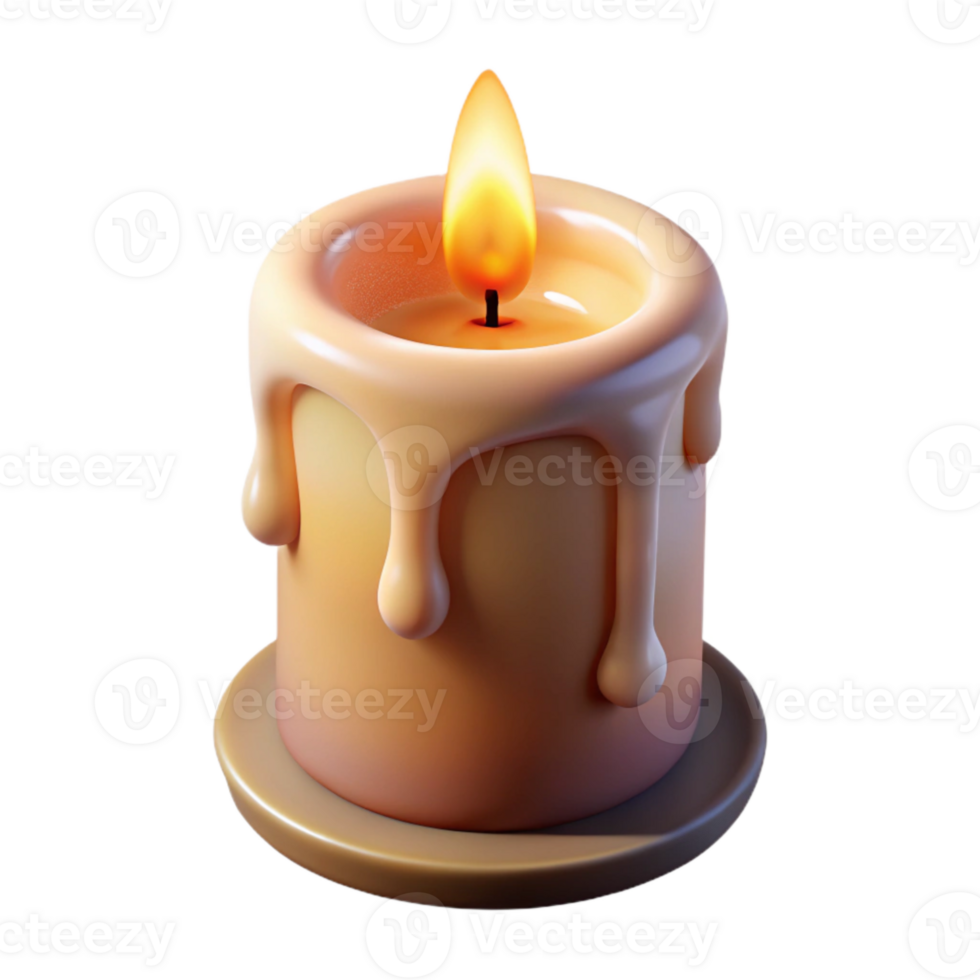 vibrant rustic Burning Candle with Soft Light Isolated original png